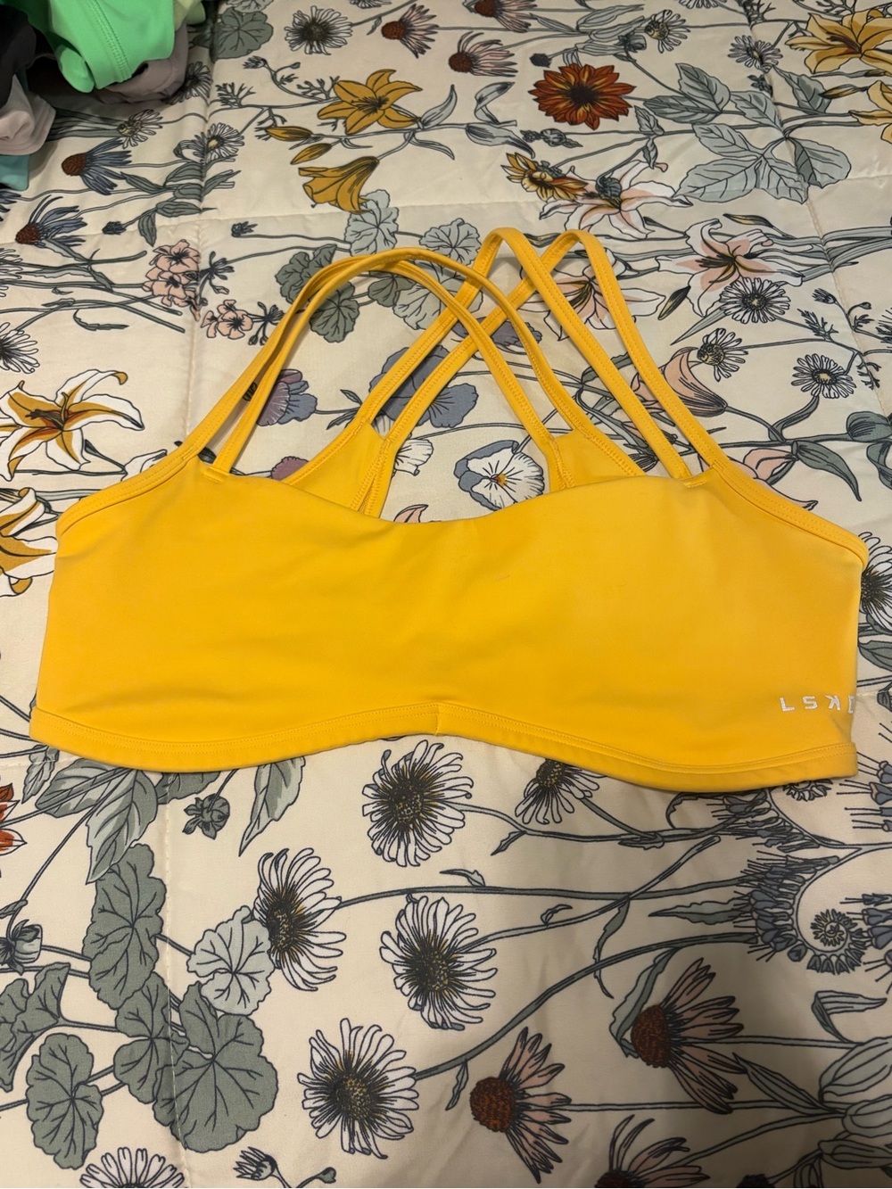Women's Yellow Strappy Sports Bralette